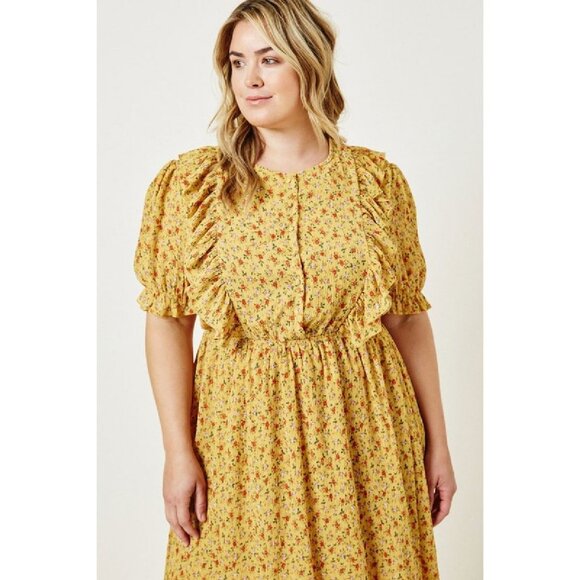 Hayden Yellow Floral Midi Dress NWT - Picture 2 of 5